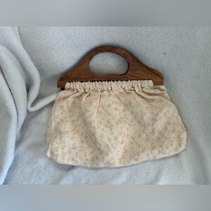 LoveShackFancy Neutral Floral Wooden-Handle Women's Tote Bag